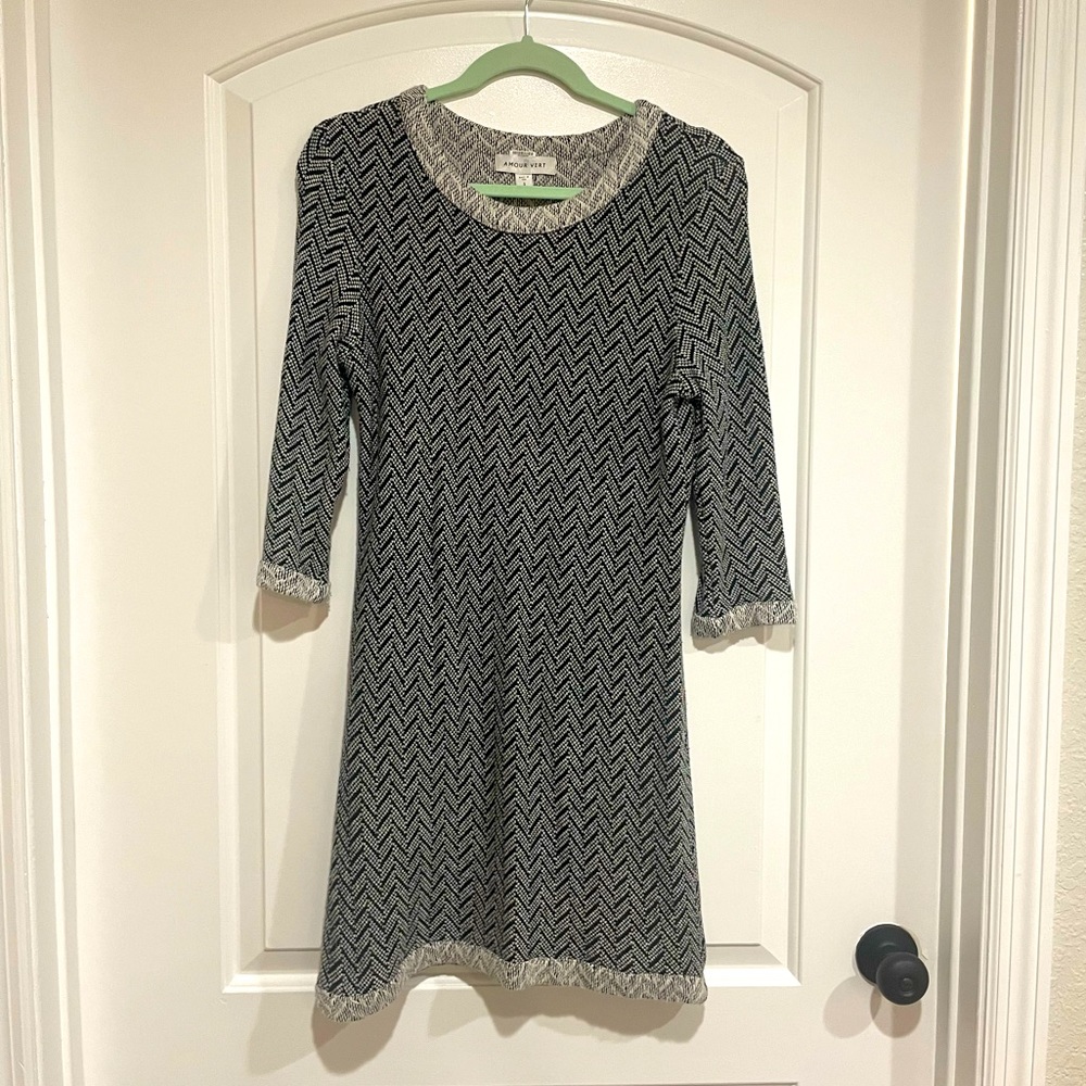 Amour vert herringbone sweater dress, S